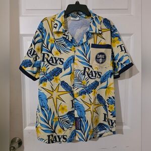 Men Size Medium Tampa Bay Ray Match Up Tropical Casual Button Down Shirt